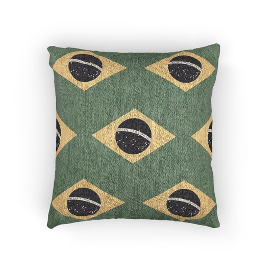 Brazil Flag Pattern Woven Pillow | Brazilian Flag Green Yellow Throw Cushion - Proud & Loyal