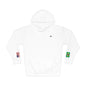 Brazilian American Flag Fleece Hoodie | Brazil USA Dual Heritage Naturalization Gift | Personalized Initials | Embroidered Sleeve Flags - Proud & Loyal