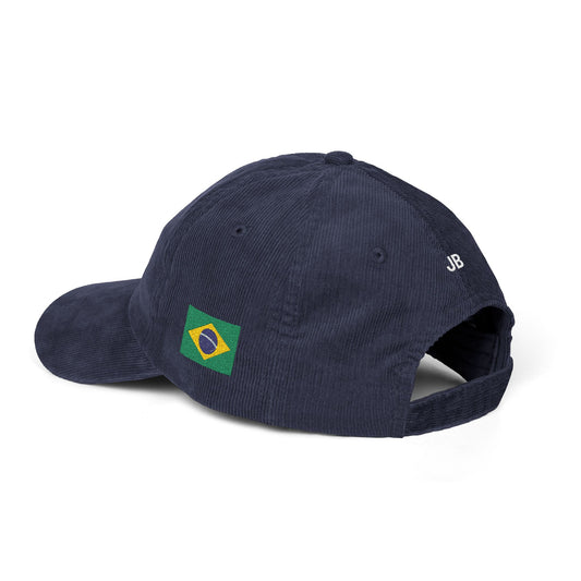 Brazilian American Flag Hat Personalized Initials | Dual Heritage Cap, New American Citizenship Naturalization Gift, Brazil USA Corduroy - Proud & Loyal