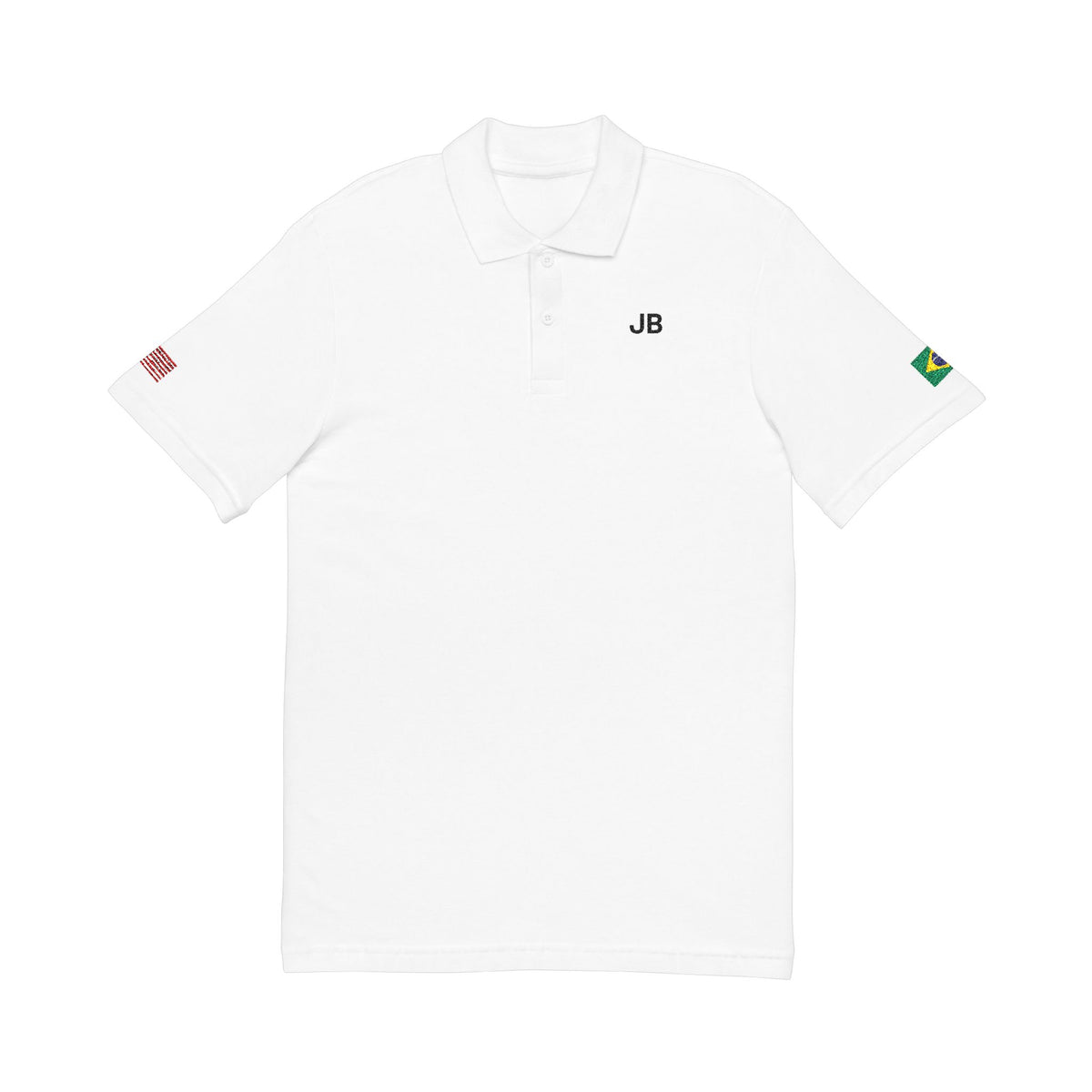 Brazilian American Heritage Polo Shirt, Brazil USA Flag Embroidered Polo, Custom Initials, Cotton Pique Shirt, Brazilian Gift - Proud & Loyal