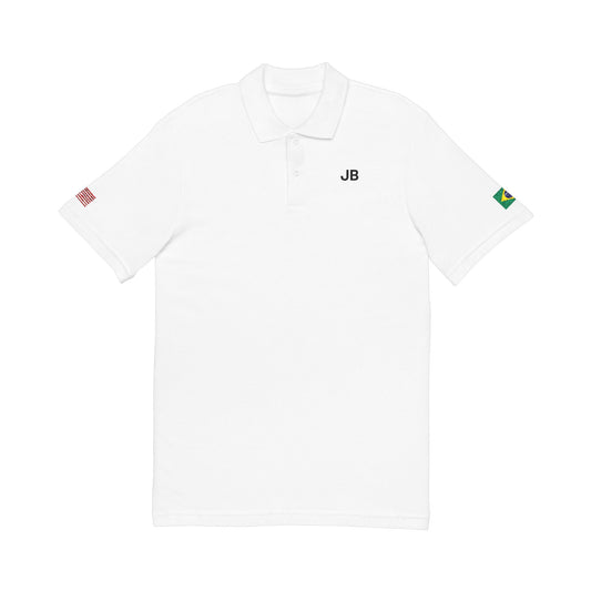 Brazilian American Heritage Polo Shirt, Brazil USA Flag Embroidered Polo, Custom Initials, Cotton Pique Shirt, Brazilian Gift - Proud & Loyal