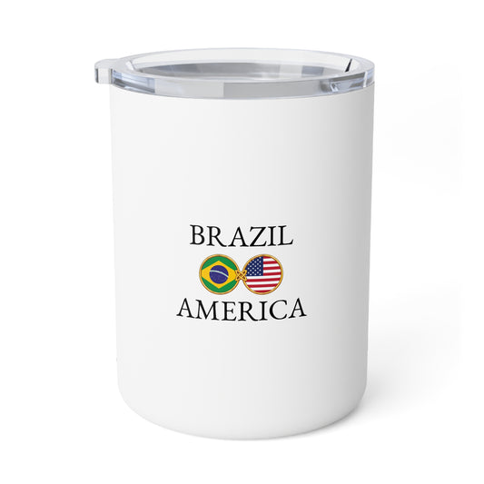 Brazilian American Personalized Name Insulated Coffee Mug, Custom Travel Tumbler, Brazil USA Dual Heritage Naturalization Citizen Gift - Proud & Loyal