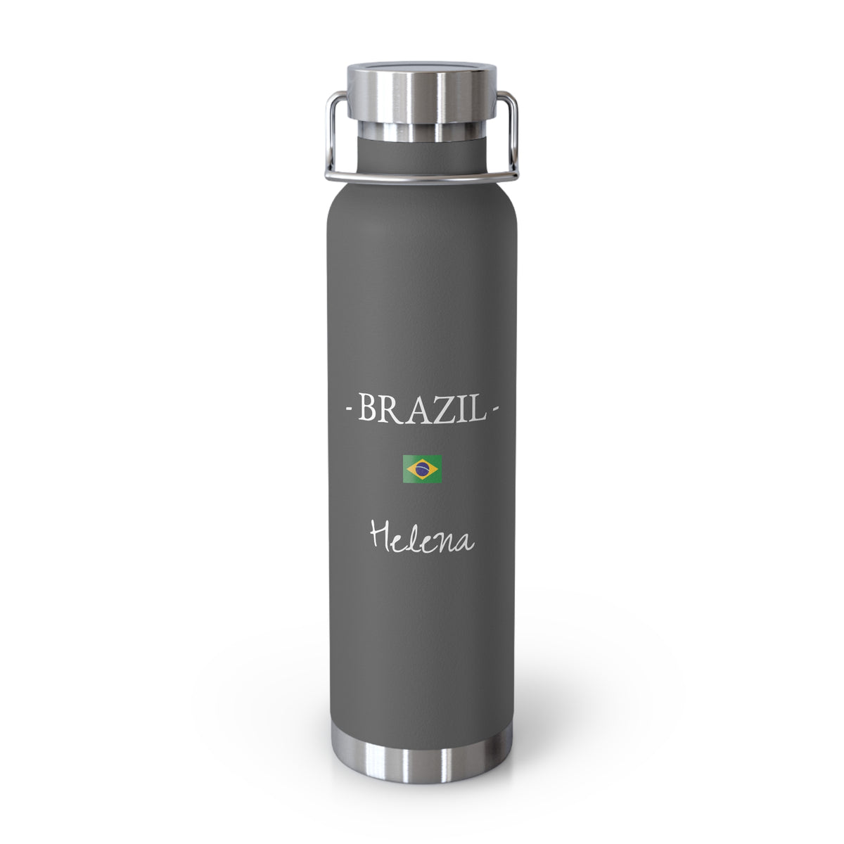 Brazilian Heritage Insulated Water Bottle, Copper Lined, Custom Thermos, Brazil Flag Metal Travel Flask, Personalized Name - Proud & Loyal