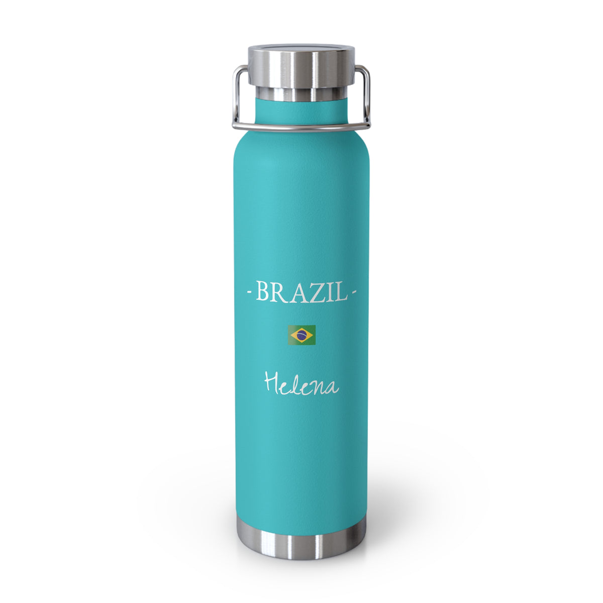 Brazilian Heritage Insulated Water Bottle, Copper Lined, Custom Thermos, Brazil Flag Metal Travel Flask, Personalized Name - Proud & Loyal