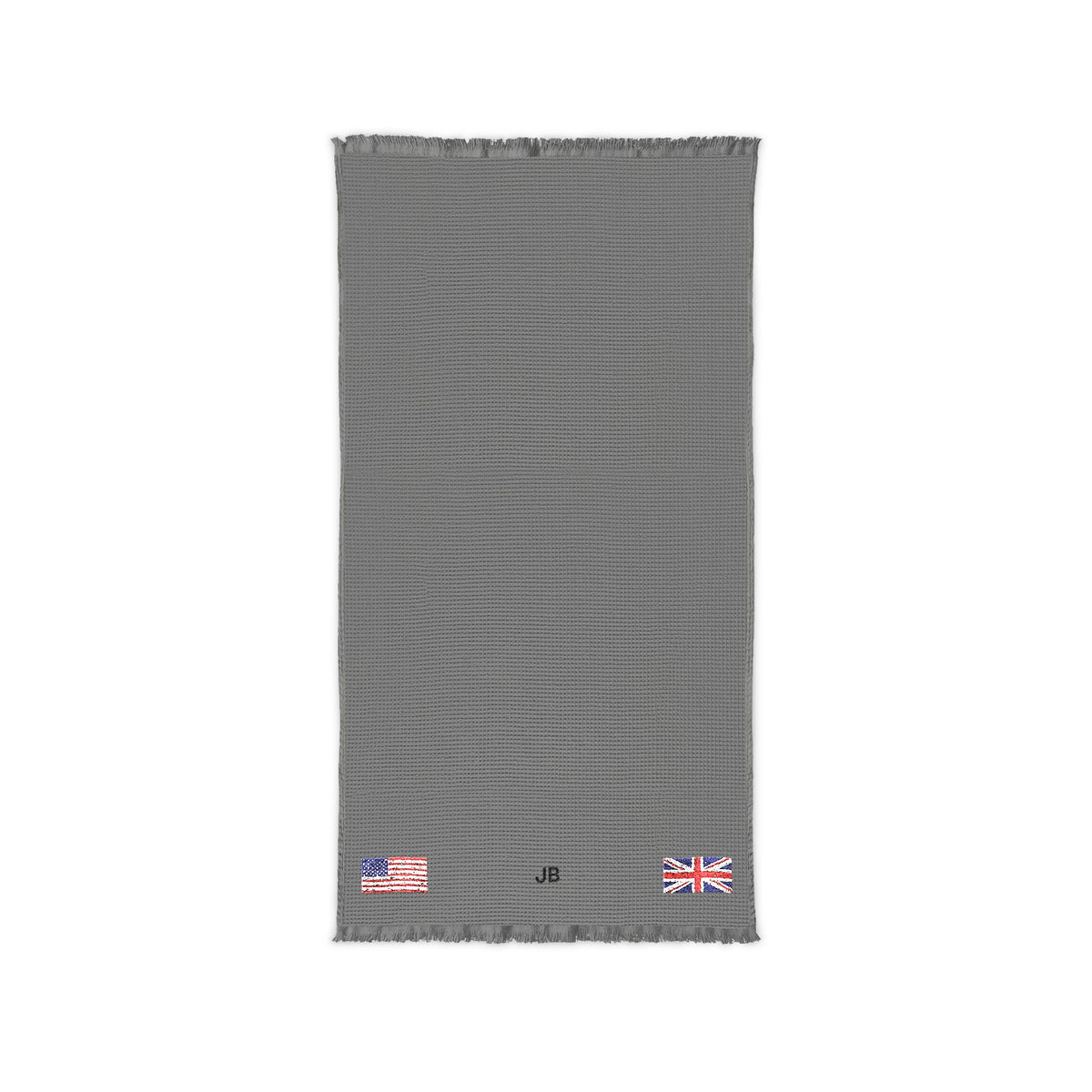 British American Embroidered Waffle Cotton Throw, Lightweight Cozy Blanket | Britain UK United Kingdom USA Neutral Home Accent - Proud & Loyal