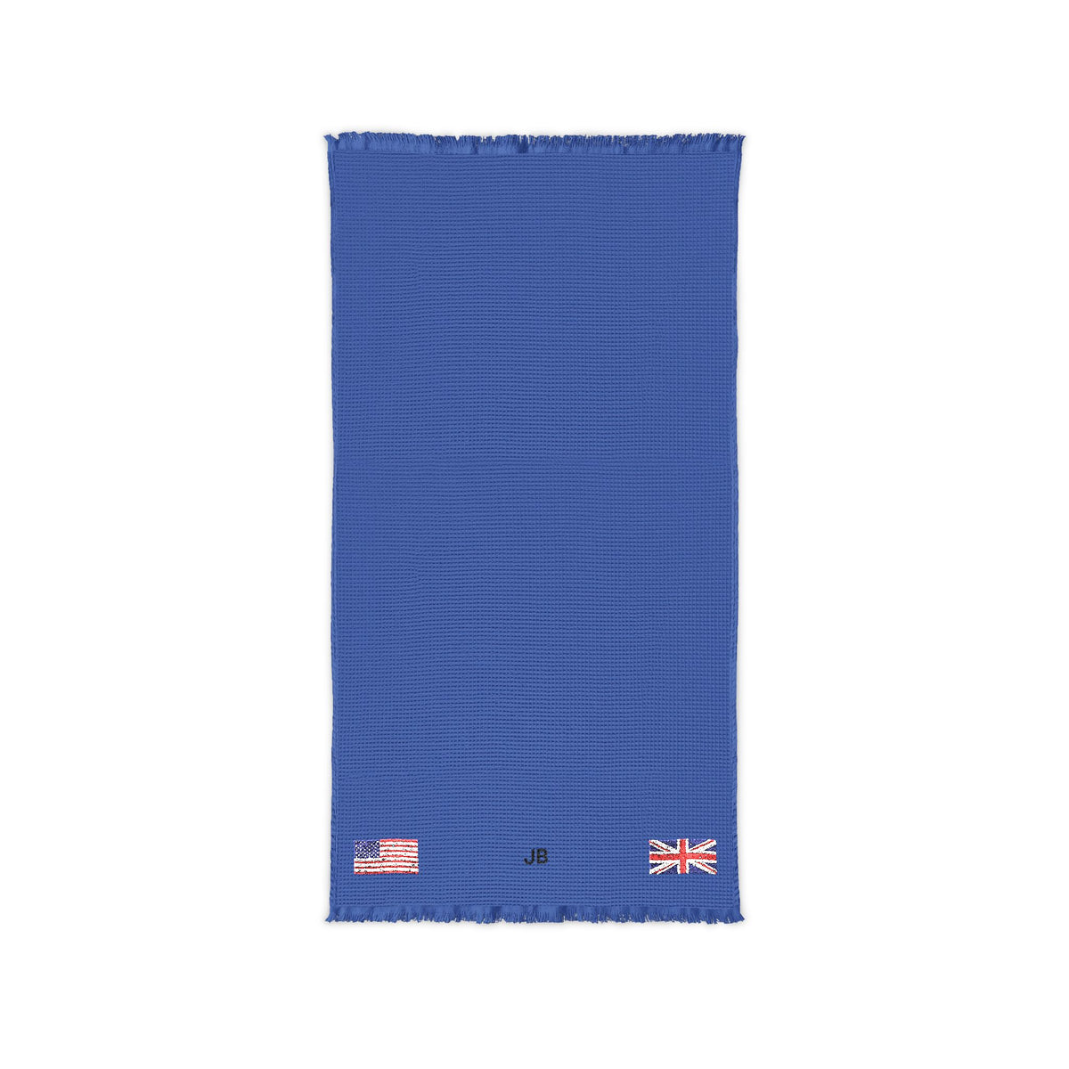 British American Embroidered Waffle Cotton Throw, Lightweight Cozy Blanket | Britain UK United Kingdom USA Neutral Home Accent - Proud & Loyal