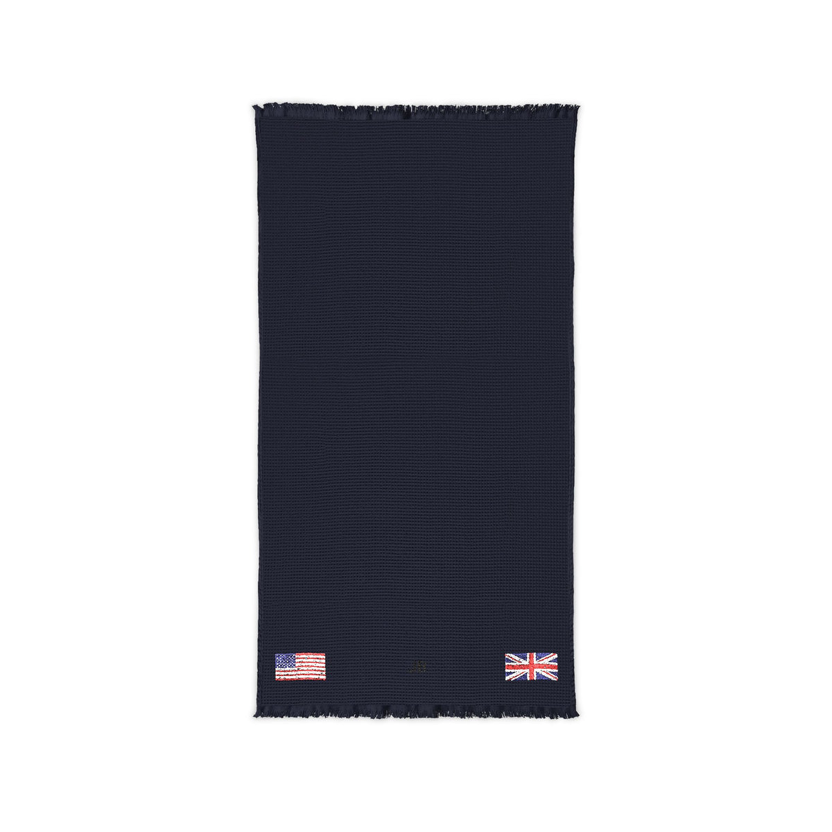 British American Embroidered Waffle Cotton Throw, Lightweight Cozy Blanket | Britain UK United Kingdom USA Neutral Home Accent - Proud & Loyal