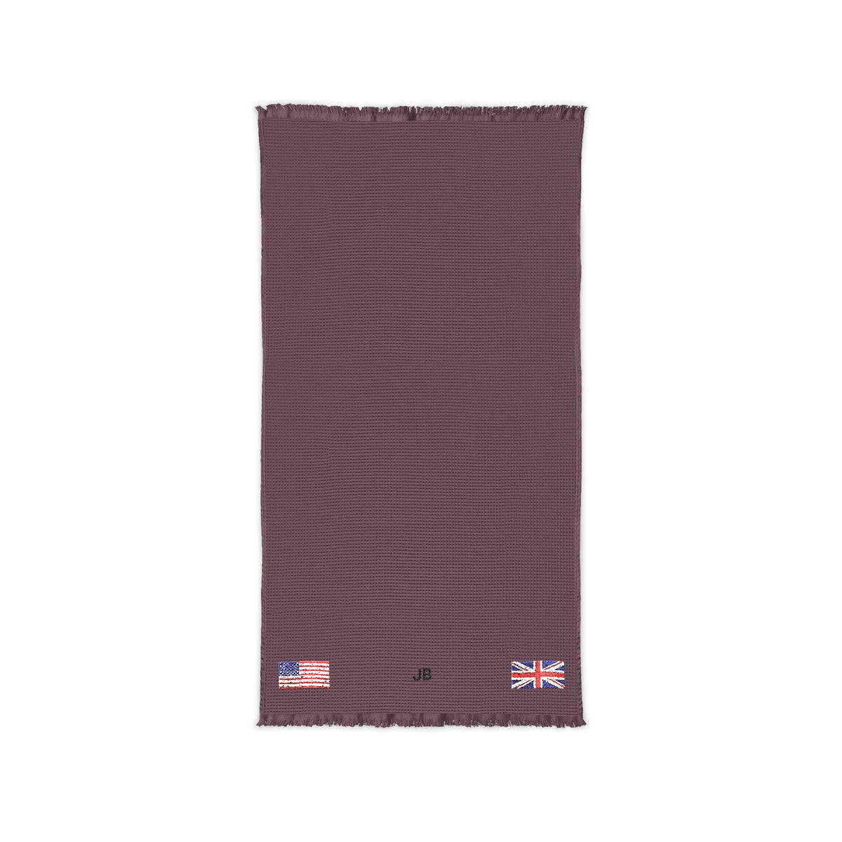British American Embroidered Waffle Cotton Throw, Lightweight Cozy Blanket | Britain UK United Kingdom USA Neutral Home Accent - Proud & Loyal