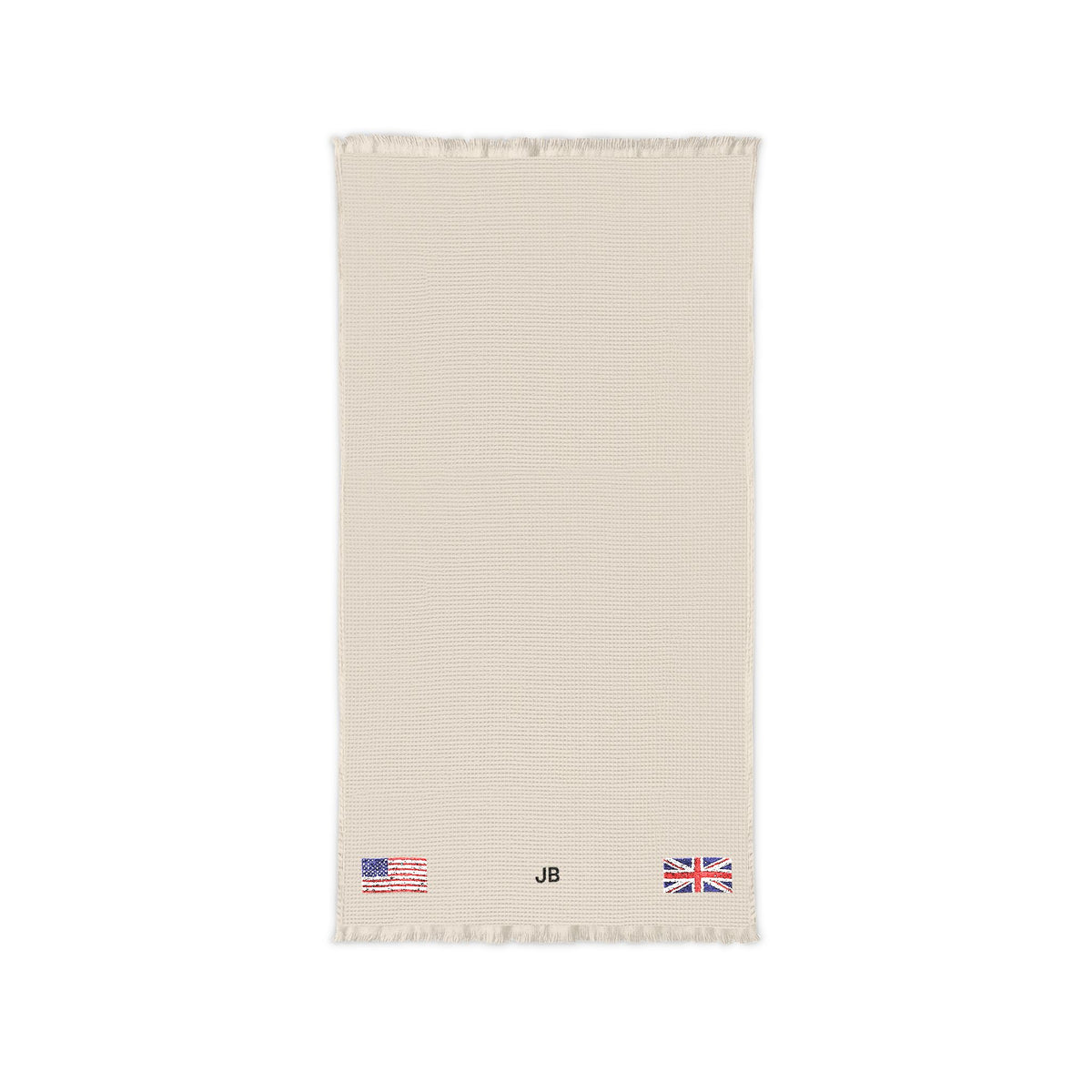 British American Embroidered Waffle Cotton Throw, Lightweight Cozy Blanket | Britain UK United Kingdom USA Neutral Home Accent - Proud & Loyal