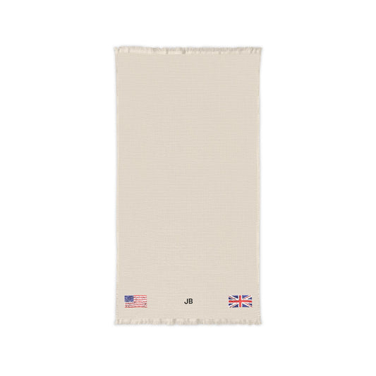 British American Embroidered Waffle Cotton Throw, Lightweight Cozy Blanket | Britain UK United Kingdom USA Neutral Home Accent - Proud & Loyal