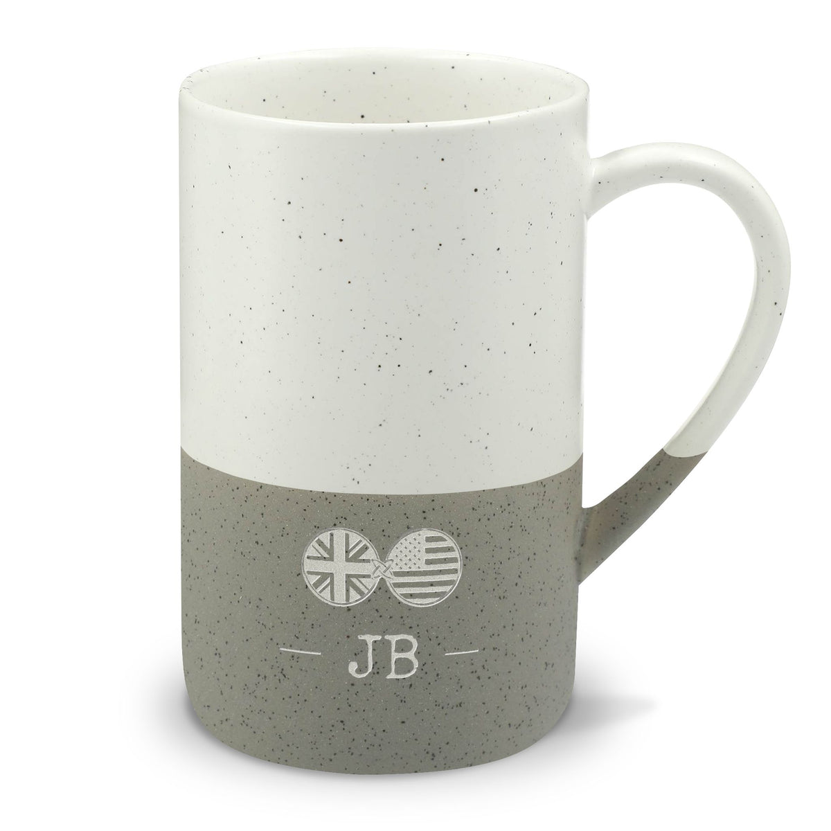 British American Mug, UK United Kingdom Britain Dual Heritage, Personalized Initials Monogram, Speckled Ceramic Stone Look Mug - Proud & Loyal