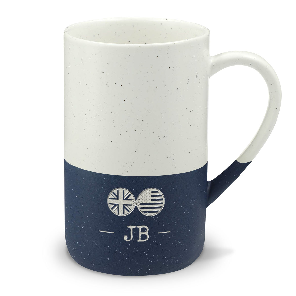 British American Mug, UK United Kingdom Britain Dual Heritage, Personalized Initials Monogram, Speckled Ceramic Stone Look Mug - Proud & Loyal