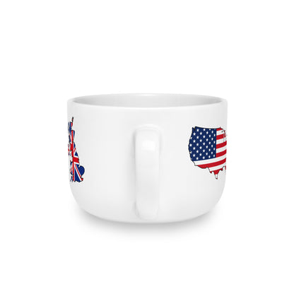British American Personalized Mug, UK USA United Kingdom Britain Dual Heritage Travel Gift, Custom Initials, 25 oz Oversized Latte Mug Soup - Proud & Loyal