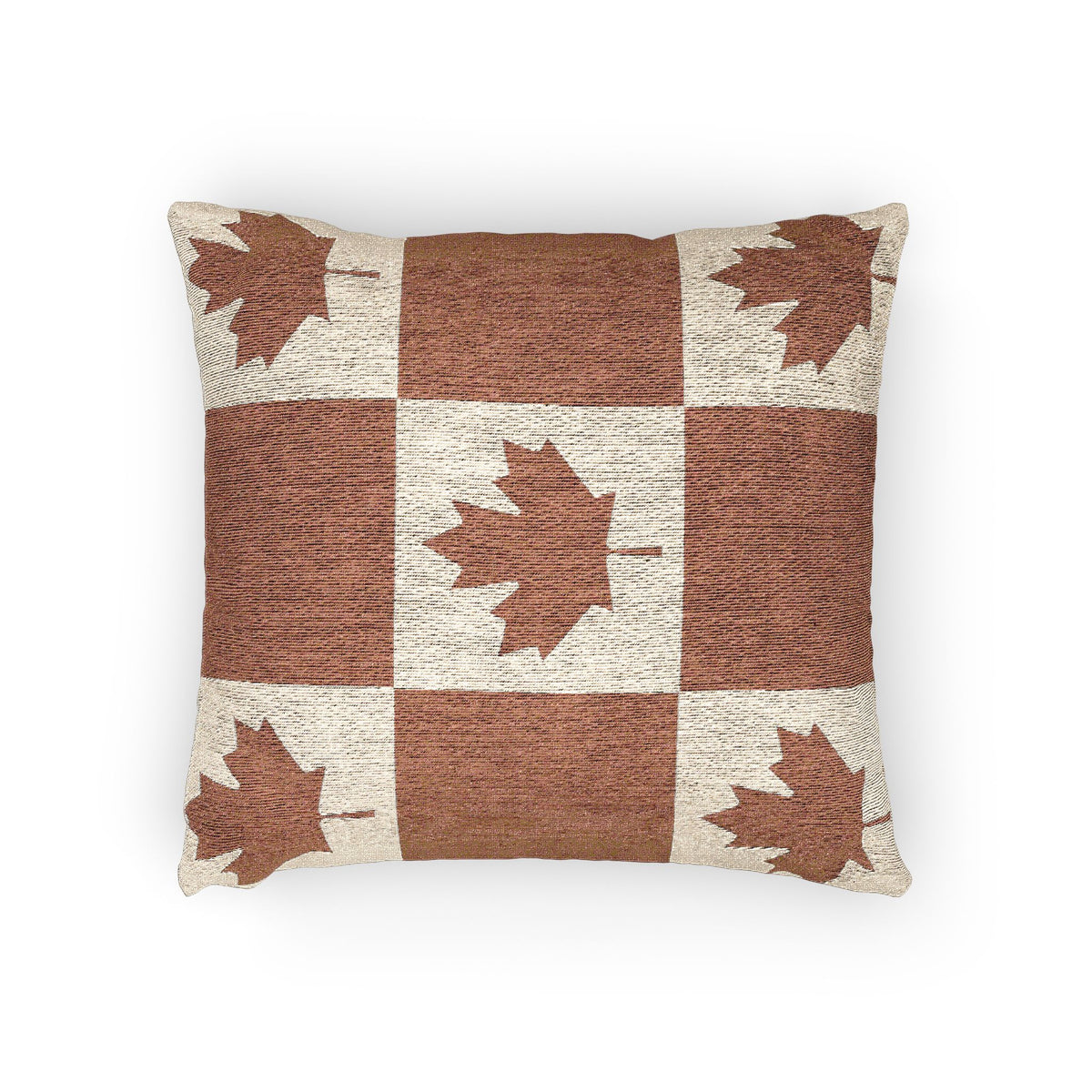 Canada Flag Maple Leaf Patchwork Woven Pillow | Rustic Canadian Decor, Autumn Throw Pillow - Proud & Loyal