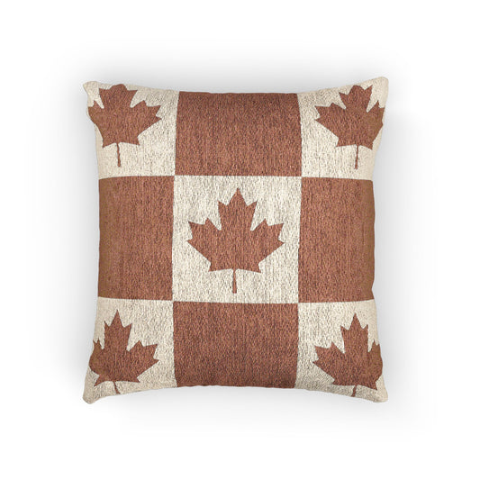 Canada Flag Maple Leaf Patchwork Woven Pillow | Rustic Canadian Decor, Autumn Throw Pillow - Proud & Loyal