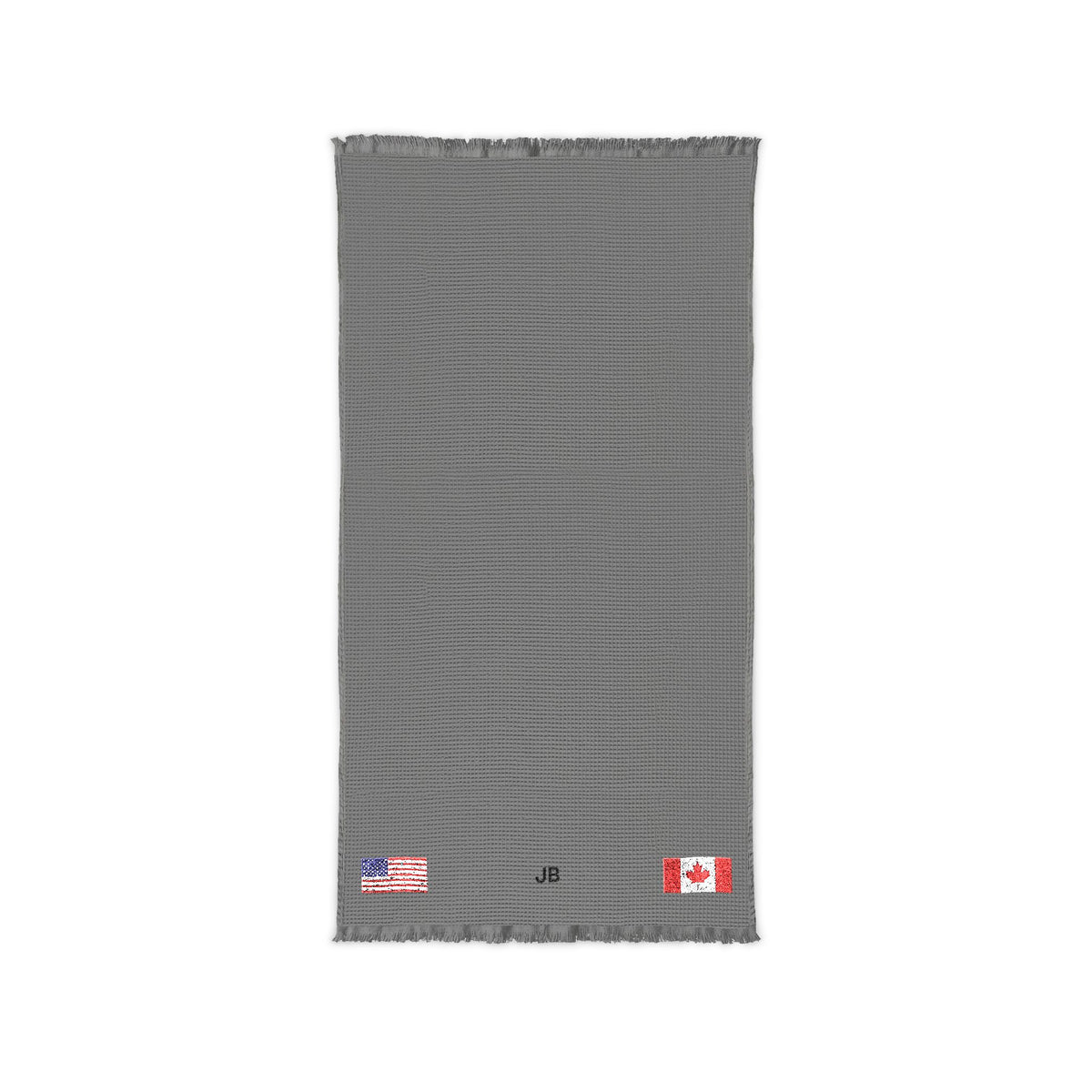 Canadian American Embroidered Waffle Cotton Throw, Lightweight Cozy Blanket | Canada USA Neutral Home Accent - Proud & Loyal