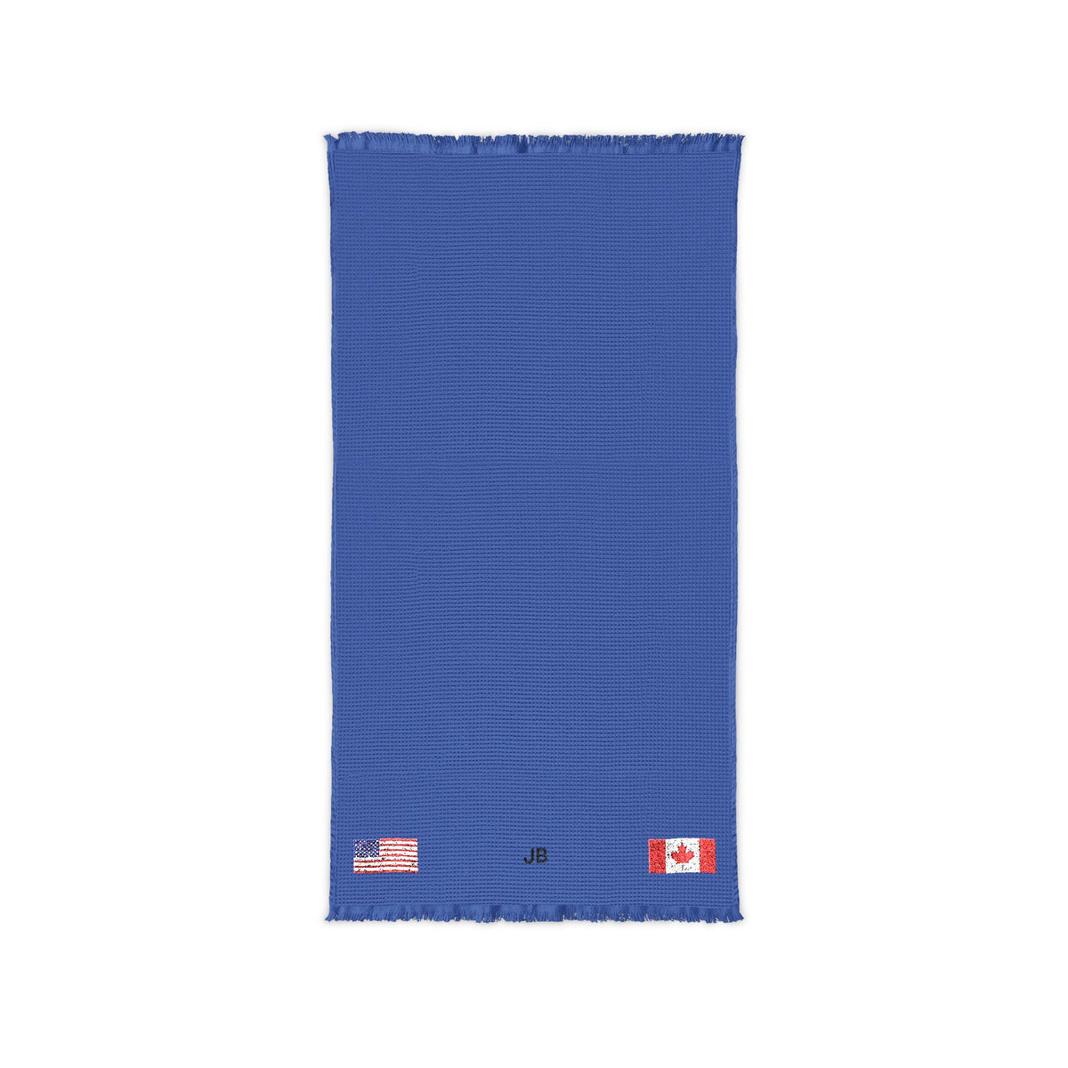 Canadian American Embroidered Waffle Cotton Throw, Lightweight Cozy Blanket | Canada USA Neutral Home Accent - Proud & Loyal