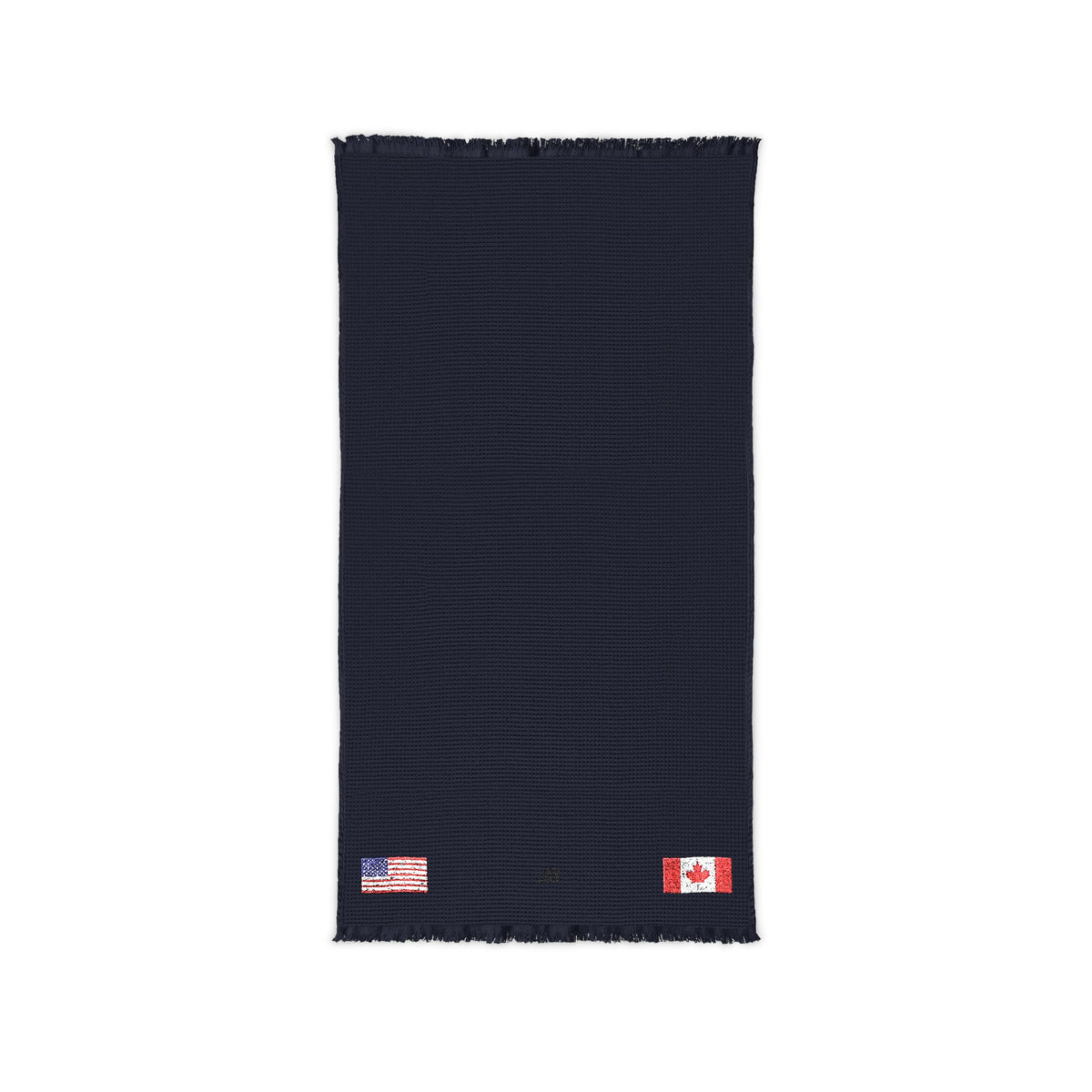 Canadian American Embroidered Waffle Cotton Throw, Lightweight Cozy Blanket | Canada USA Neutral Home Accent - Proud & Loyal