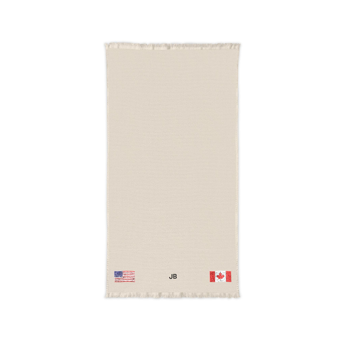 Canadian American Embroidered Waffle Cotton Throw, Lightweight Cozy Blanket | Canada USA Neutral Home Accent - Proud & Loyal
