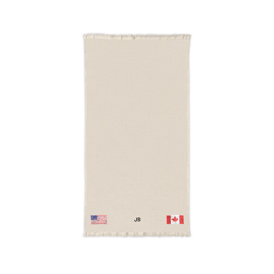 Canadian American Embroidered Waffle Cotton Throw, Lightweight Cozy Blanket | Canada USA Neutral Home Accent - Proud & Loyal