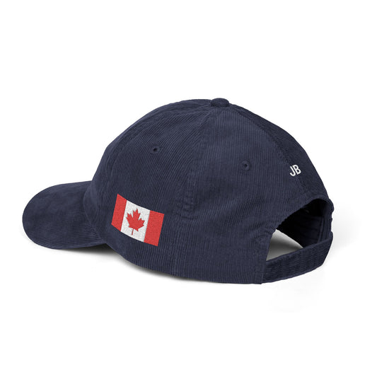 Canadian American Flag Hat Personalized Initials | Dual Heritage Cap, New American Citizenship Naturalization Gift, Canada USA Corduroy - Proud & Loyal