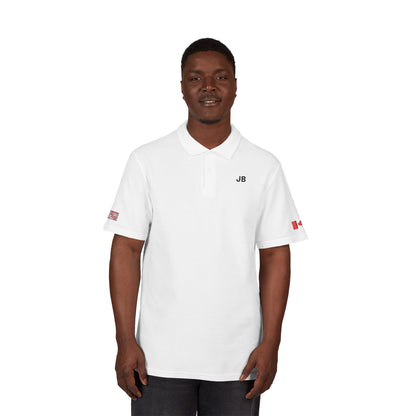 Canadian American Heritage Polo Shirt, Canada USA Flag Embroidered Polo, Custom Initials, Cotton Pique Shirt, Canadian Gift - Proud & Loyal