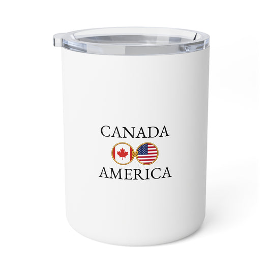 Canadian American Personalized Name Insulated Coffee Mug, Custom Travel Tumbler, Canada USA Dual Heritage Naturalization Citizen Gift - Proud & Loyal