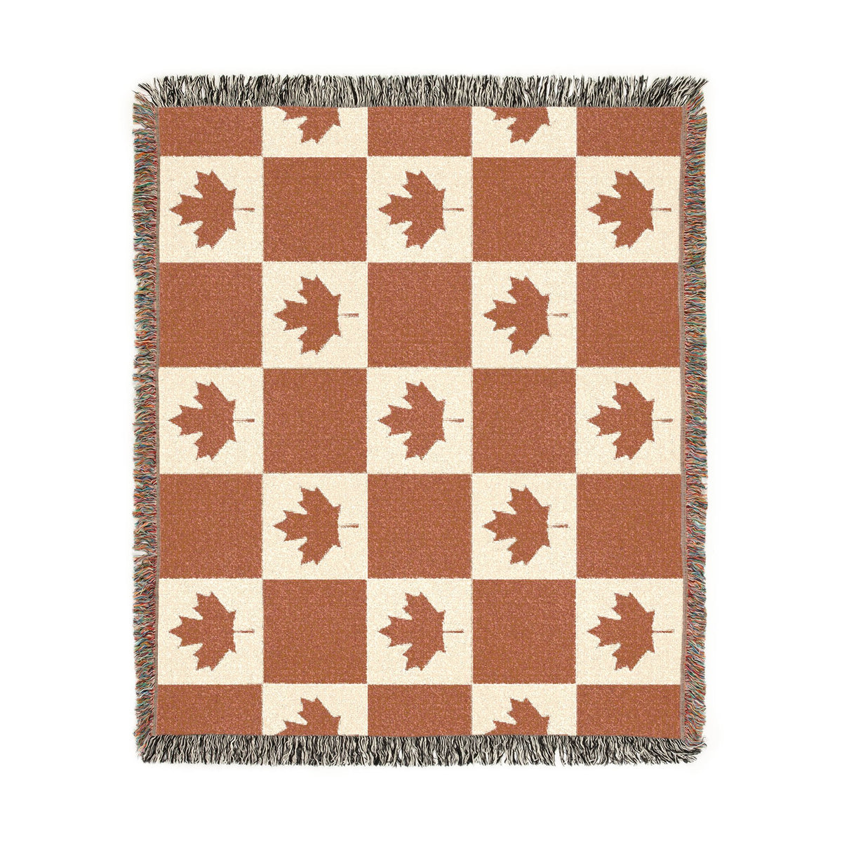 Canadian Maple Leaf checkerboard Woven Blanket | plaid throw, cozy decor - Proud & Loyal