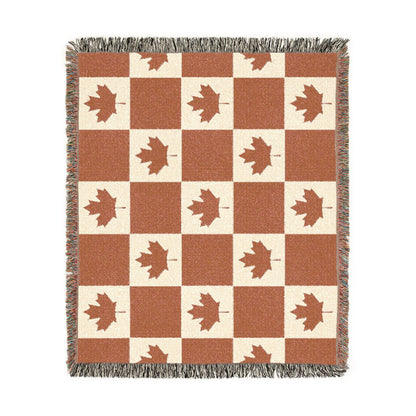 Canadian Maple Leaf checkerboard Woven Blanket | plaid throw, cozy decor - Proud & Loyal