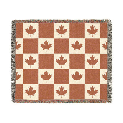Canadian Maple Leaf checkerboard Woven Blanket | plaid throw, cozy decor - Proud & Loyal