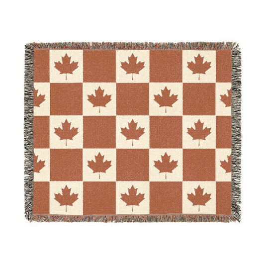 Canadian Maple Leaf checkerboard Woven Blanket | plaid throw, cozy decor - Proud & Loyal