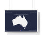 Customizable Australia Map Poster Horizontal Framed Poster | Commonwealth of Australia Navy Print Flag | Personalized Name and Hometown - Proud & Loyal