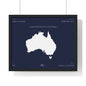 Customizable Australia Map Poster Horizontal Framed Poster | Commonwealth of Australia Navy Print Flag | Personalized Name and Hometown - Proud & Loyal