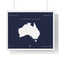 Customizable Australia Map Poster Horizontal Framed Poster | Commonwealth of Australia Navy Print Flag | Personalized Name and Hometown - Proud & Loyal