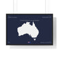Customizable Australia Map Poster Horizontal Framed Poster | Commonwealth of Australia Navy Print Flag | Personalized Name and Hometown - Proud & Loyal