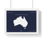 Customizable Australia Map Poster Horizontal Framed Poster | Commonwealth of Australia Navy Print Flag | Personalized Name and Hometown - Proud & Loyal