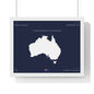 Customizable Australia Map Poster Horizontal Framed Poster | Commonwealth of Australia Navy Print Flag | Personalized Name and Hometown - Proud & Loyal