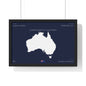 Customizable Australia Map Poster Horizontal Framed Poster | Commonwealth of Australia Navy Print Flag | Personalized Name and Hometown - Proud & Loyal