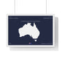 Customizable Australia Map Poster Horizontal Framed Poster | Commonwealth of Australia Navy Print Flag | Personalized Name and Hometown - Proud & Loyal