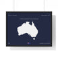 Customizable Australia Map Poster Horizontal Framed Poster | Commonwealth of Australia Navy Print Flag | Personalized Name and Hometown - Proud & Loyal