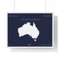 Customizable Australia Map Poster Horizontal Framed Poster | Commonwealth of Australia Navy Print Flag | Personalized Name and Hometown - Proud & Loyal