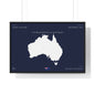 Customizable Australia Map Poster Horizontal Framed Poster | Commonwealth of Australia Navy Print Flag | Personalized Name and Hometown - Proud & Loyal