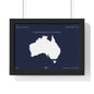 Customizable Australia Map Poster Horizontal Framed Poster | Commonwealth of Australia Navy Print Flag | Personalized Name and Hometown - Proud & Loyal