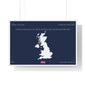 Customizable United Kingdom Map Horizontal Framed Poster | UK Silhouette Flag Wall Art | Personalized Name and Hometown - Proud & Loyal
