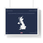 Customizable United Kingdom Map Horizontal Framed Poster | UK Silhouette Flag Wall Art | Personalized Name and Hometown - Proud & Loyal