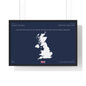 Customizable United Kingdom Map Horizontal Framed Poster | UK Silhouette Flag Wall Art | Personalized Name and Hometown - Proud & Loyal