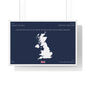 Customizable United Kingdom Map Horizontal Framed Poster | UK Silhouette Flag Wall Art | Personalized Name and Hometown - Proud & Loyal