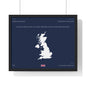Customizable United Kingdom Map Horizontal Framed Poster | UK Silhouette Flag Wall Art | Personalized Name and Hometown - Proud & Loyal