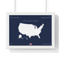 Customizable United States Map Horizontal Framed Poster | America Silhouette | Personalized Name and Hometown | Navy - Proud & Loyal