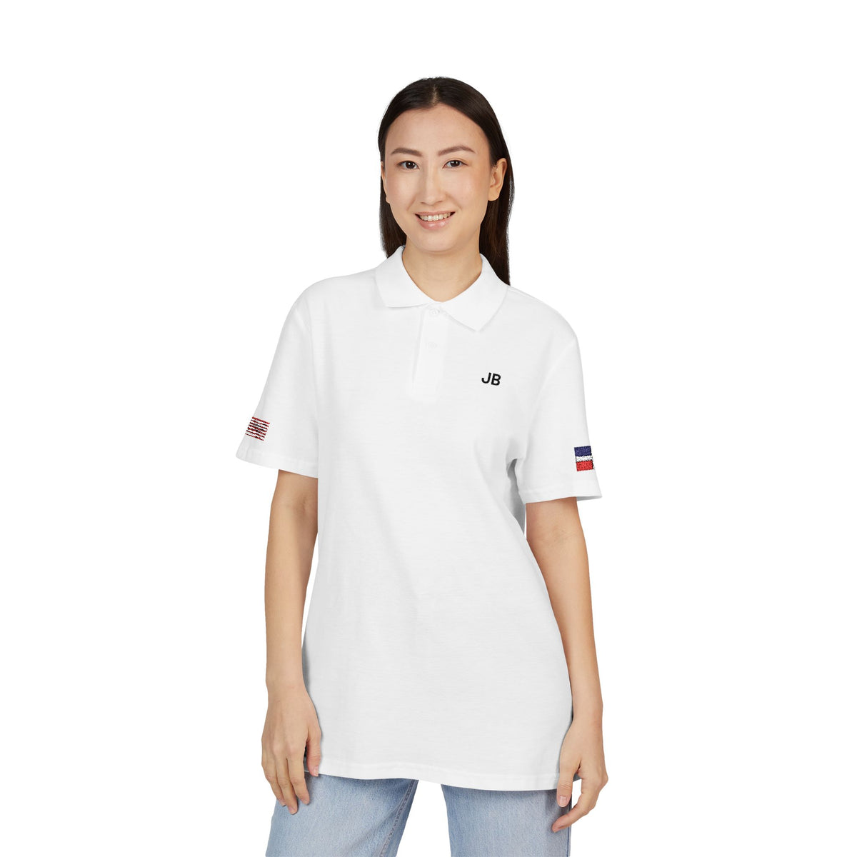 Dominican American Heritage Polo Shirt, Dominican Republic USA Flag Embroidered Polo, Custom Initials, Cotton Pique Shirt, Dominican Gift - Proud & Loyal